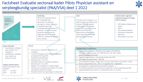 Factsheet: evaluatie sectotaal kader PAA en VCA 